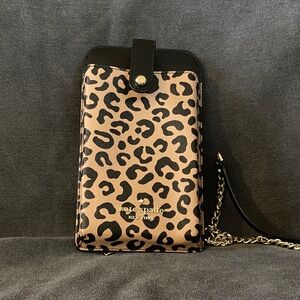 Kate Spade Black and Tan Leopard Crossbody Phone Holder